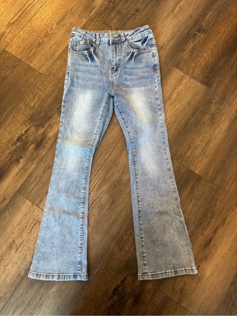 Girls size 11 SHEIN denim leggings flare leg boot cut light wash